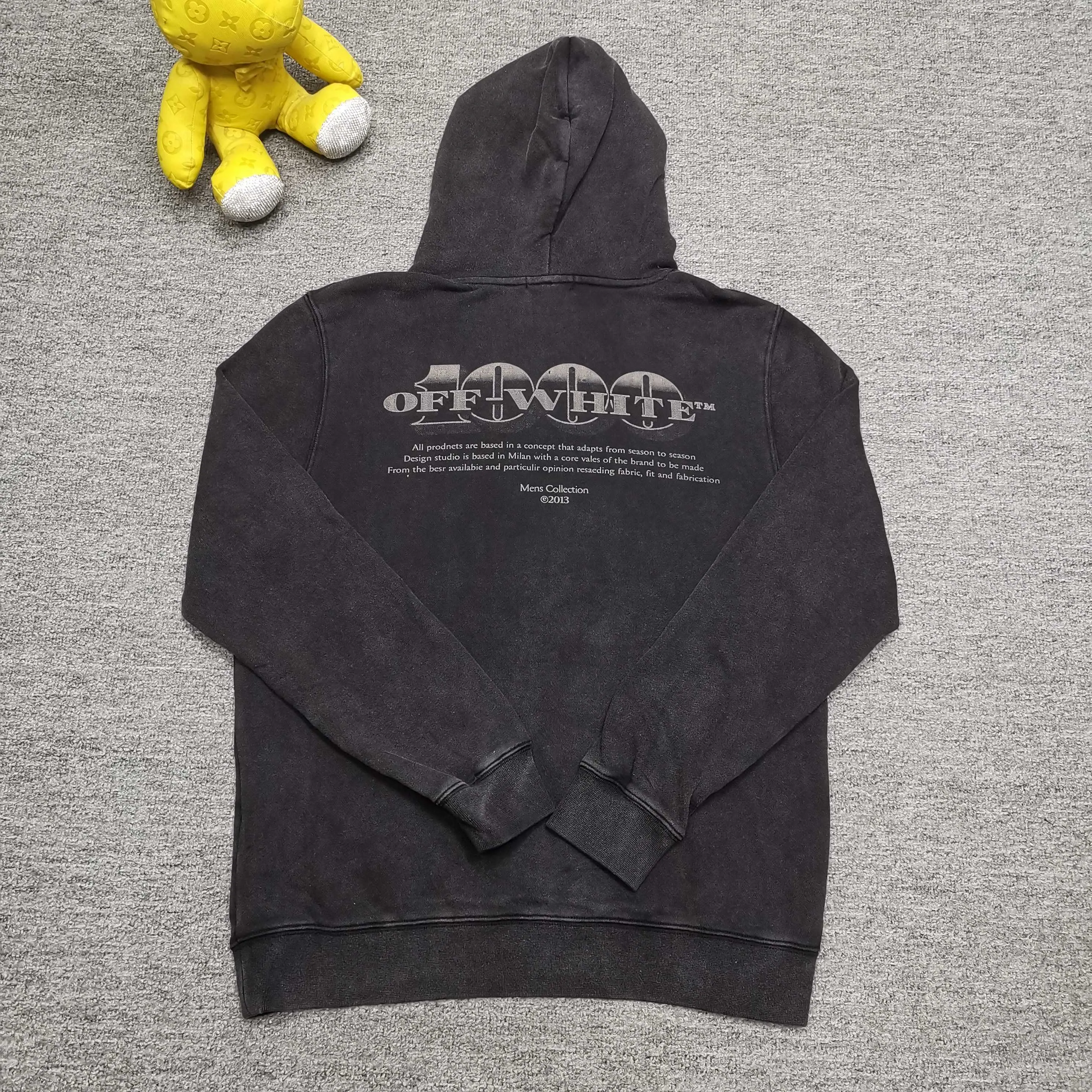 off white 25ss religious portrait oil painting 460g washed hooded sweatshirt Color: washed black Size: S M L XL P410
